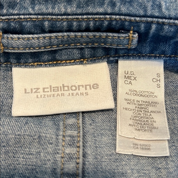 Liz Claiborne Liz Wear Blue Denim Jacket Double Breast Military Size Small - Picture 7 of 9